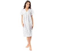 Lady Olga Ladies Incontinence Open Back Poly Cotton Floral Nightdresses Blue 8-10