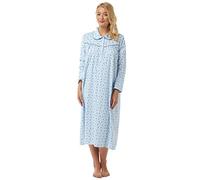 Lady Olga Ladies Womens Long Sleeve Warm Soft Wincyette Nightdress Nightie (Blue, 20-22)