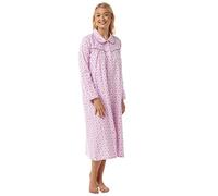 Lady Olga Ladies Womens Long Sleeve Warm Soft Wincyette Nightdress Nightie (Pink, 16-18)
