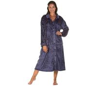 Lady Olga Luxury Fleece Dressing Gowns for Women UK | Women's Nightwear & Soft feel Button Front Bed Jacket | Plush Like Bathrobe & Housecoat Ladies Dressing Gown Sizes 10-24 (Navy,22-24)