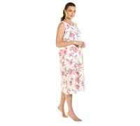 Lady Olga Sleeveless Cotton Nighties for Women,Jersey Soft Knee Length Women's Nightwear Plus Size,Button Front Floral Women's Nightdresses & Nightshirts Size 10-24(Pink,14-16)