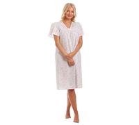 Lady Olga Women Incontinence Open Back Poly Cotton Floral Nightdress Sleepwear (Size UK 8-30) Pink