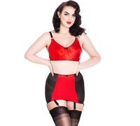 Lady Olga Women's British Made Vintage Retro Style Satin Controlling 6 Strap Girdle in Red | Size: 18 Lady Olga Red 18