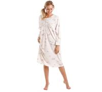 Lady Olga Women's Long Sleeved Floral Cotton Jersey Button Neck Nightdress in Lilac | Size: 14-16 Lady Olga Lilac 14-16