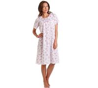 Lady Olga Womens Nightdress Ladies Floral Short Sleeve Nightie Nightshirt Pink (26-28)