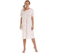 Lady Olga Womens Nightdress Ladies Floral Short Sleeve Nightie Nightshirt Pink (30-32)