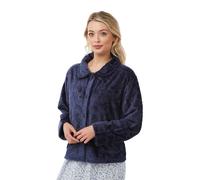 Lady Olga Women's Sweet Embrace Soft Feel Embossed Buttoned Bed Jacket in Navy | Size: 10-12 Lady Olga Navy 10-12