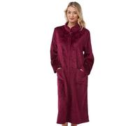 Lady Olga Zip Up Dressing Gown for Women UK | Luxury Long Fleece Bed Jacket | Velvet Feel Housecoat & Bathrobe | Full Zip Soft Nightwear Robe, Size 10-24