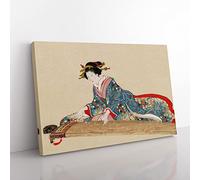 Lady Playing the Koto Japanese Art Canvas Wall Art Print 20x14 Inch