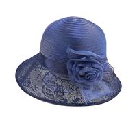 Lady Polka dots Organza Fascinator Sun Hats Women Kentucky Wide Brim Derby Bowler Hat for Tea Party Church Wedding Size:S-M, Blue Lace, M