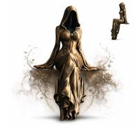Lady Reaper Ethereal Hooded Figure Sculpture, Grim Reaper Statue Gothic Decor, Mysterious Faceless Ghost Figurine for Home, Bookshelf, Shelf Sitter Halloween Decor (A 1PC)