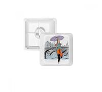 Lady River Bridge France Mark PBT Keycaps for Mechanical Keyboard White OEM No Marking Print