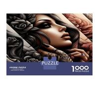 Lady Rose Monochrome 1000 Pieces Jigsaw Puzzle Set Gothic Noir Aesthetics Jigsaw Puzzle Extra-Thick Cardboard Stress Relief Travel Adults Kids 12+ Brain Training Puzzle 70x50cm/1000pcs