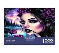 Lady Rose Purple 1000 Piece Premium Jigsaw Puzzle Gothic Floral Elegance Jigsaw Puzzle Set Sturdy Cardboard Couple Partners Ultra Difficult Christmas 70x50cm/1000pc