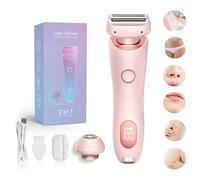 Lady Shaver for Women, 2 in 1 Waterproof Belarae Brazilian Electric Women's Razor for Face Lips Arms Legs Armpits Bikini, Wet & Dry, Painless Hair Removal, Rechargeable Women's Shaver (Pink)