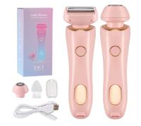 Lady Shaver for Women,2 in 1 Waterproof Electric Women's Razor for Face Lips Arms Legs Armpits Bikini, Wet & Dry, Painless Hair Removal, Rechargeable Women's Shaver (Pink)