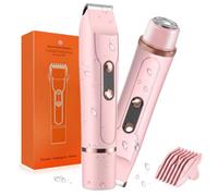 Lady Shavers for Women, 2-in-1 Dual Head IPX7 Wet Dry Painless Bikini Razor, USB-C 400mAh Battery Hair Remover for Underarm Leg Arm Pubic Intimate Areas, Easy Clean (Pink)