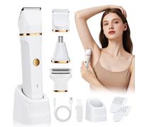 Lady Shavers for Women 3-in-1,Bikini Trimmer Woman IPX7 Waterproof,Nose Trimmer Rechargeable,Pubic Hair Trimmer for Women Wet and Dry,Painless Electric Foil Shaver for Body,Arms Legs Underarms, White