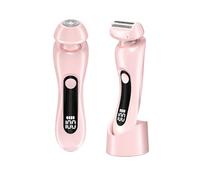 Lady Shavers for Women, Bikini Trimmer Women 2-in-1 Wet and Dry, Comfort Womens Electric Razor, IPX7 Waterproof Rechargeable Hair Removal Kit for Face Body Arms Legs Underarm (Pink)