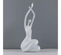Lady Statue Figurine Abstract Arts Polyresin,Modern Creative Statue,Creative Female Yoga Abstract Character Sculpture Resin Art&Craft Desktop Decoration Office,Black (White)