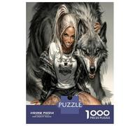 Lady Tattoo 1000 Pieces Jigsaw Puzzle Set Wild Wolf Bond Jigsaw Puzzle Extra-Thick Cardboard Stress Relief Travel Adults Kids 12+ Brain Training Puzzle 52x38cm/1000pcs