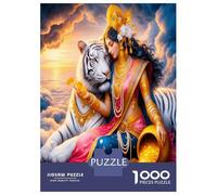 Lady Tiger Gold 1000 Piece Jigsaw Puzzle Regal Beast Bond Puzzle for Adults Recycled Cardboard Educational Game Challenge Fun Home Activity Great Gift for Family Lovers Cognitive Development 52x38cm/1