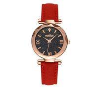 Lady Watches Frosted Belt Point Watch Scale Dotted Unisex Watch with Roman Little Women Watch (Red, One Size)