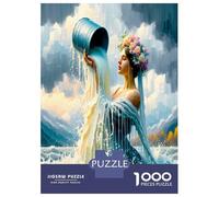 Lady Wave Bucket 1000 Piece Jigsaw Puzzle Mythic Oceanic Power Puzzle for Adults Recycled Cardboard Educational Game Challenge Fun Home Activity Great Gift for Family Lovers Cognitive Development 38x2