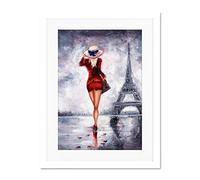Lady Wearing Red In Paris Large Framed Art Print Wall Poster 18x24 inch