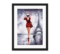 Lady Wearing Red In Paris Large Framed Art Print Wall Poster 18x24 inch