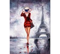 Lady Wearing Red In Paris Large Wall Art Print Canvas Premium Poster