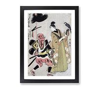Lady With A Falcon By Kitagawa Utamaro Asian Japanese Framed Wall Art Print, Ready to Hang Picture for Living Room Bedroom Home Office Décor, Black A4 (34 x 25 cm)