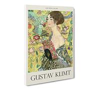 Lady With A Fan By Gustav Klimt Canvas Print | Gallery Wrapped 30mm Frame Wall Art | 24x16 inches | Ready to Hang | Classic People Picture | Living Room Bedroom Lounge Office