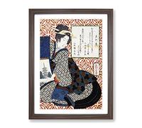 Lady With A Scroll By Yashima Gakutei Asian Japanese Framed Print | A2 Walnut Framed Wall Art | Ready to Hang | Asian Nature Picture | Living Room Bedroom Lounge Office