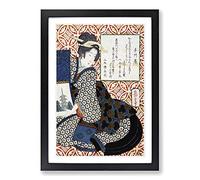 Lady with a Scroll by Yashima Gakutei Framed Print | A2 Black Framed Wall Art | Ready to Hang | Modern Nature Picture | Living Room Bedroom Lounge Office