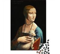 Lady with An Ermine 1000-Piece Jigsaw Puzzle for Adults, 70x50cm/1000pcs, White Pieces with A Smooth Surface; Relaxed Solo Time at Home