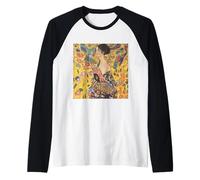 Lady with Fan by Gustav Klimt Raglan Baseball Tee