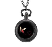 Ladybeetle Ladybugs Nature Insect Pocket Watch Vintage Quartz Pocket Watches with Chain for Men Women Black-Style