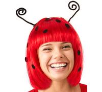 Ladybird Bob Wig red with black dots and antennae | Ladybug Wig | Hair Accessories | Beetle Toupee | Headwear | Carnival Carnival Halloween Party
