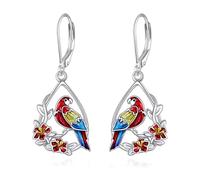 Ladybird/Butterfly/Parrot Drop Earrings for Women 925 Sterling Silver Daisy Lever Earrings Ladybird Jewellery Gifts, 1.34inches, Sterling Silver, No Gemstone