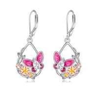 Ladybird/Butterfly/Parrot Drop Earrings for Women 925 Sterling Silver Daisy Lever Earrings Ladybird Jewellery Gifts, 1.34inches, Sterling Silver, No Gemstone