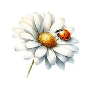 Ladybird Daisy Vinyl Decal Stickers, Cover Marks, 300mm Tall Qty:1 Ideal for Wall, Car, Glass, Plastic, Bonnet, Door, Van, Bath & More, Large Ladybig Insect Graphic