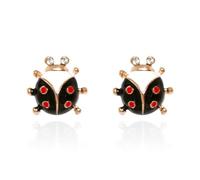 Ladybird Earrings for Women Cubic Zirconia Ladybug Stud Earrings Black Spot Red Charm Insect Tiny Ladybird Stud Earrings Cute Insect Earrings for Women, Zinc, Cubic Zirconia