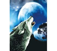 Ladybird Howling Wolf Cross Stitch Kit 18.25 x 25 Inch Complete Kit for Square Embroidery Picture, Craft Hobby for Adults and Children Aged 8+