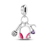 Ladybird Sea Shell Cat Moon Star Dog Music Chain Charm Bead Pendant 925 Sterling Silver Compatible With Pandora Charm Moments Bracelet (Enjoy The Music Singer DJ Heart Note Microphone Headphones)