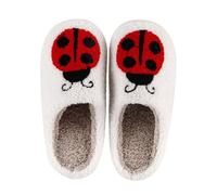 Ladybird Slippers Cute Slippers Women Funny Beetle Pattern Sliders Memory Foam Fluffy Sliders Indoor Bedroom Slides Fuzzy House Slides Cozy Slip On Mules Novelty Animal Slipper