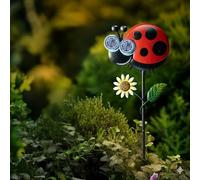 Ladybird Solar Powered LED Stake Light - Solar Garden Light - Animated Blinking Eyes With Cool White LEDs and Automatic Light Function - Decorative Ladybird Garden Stake Path Light - 78cm