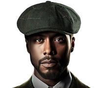 LADYBRO 8 Panel Newsboy Hats for Men Herringbone Wool Blend Tweed Gatsby Cap Cabbie Scally Cap, 004 Plaid Green, 7 3/4-8