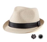 LADYBRO Straw Trilby Fedora Hat for Men Women 1920s Wool Felt Panama 7 1/4, A001 Mix Beige, Size: 7 1/4 (58cm), Fits 22" - 22 7/8", 7 1/4