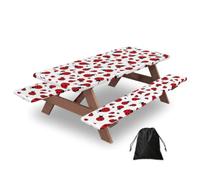 Ladybug 1 Print Waterproof Picnic Table Cover With Bench Cover Set Of 3 Elastic Edge Durable Outdoor Tablecloth